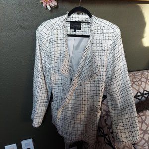 ELOQUII Tie waist White and Black Blazer